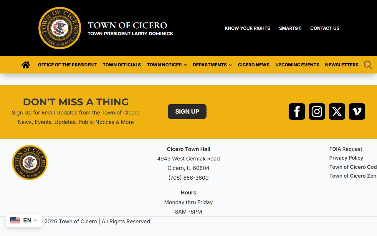 Cicero Police Department website for Cicero jail roster arrest information