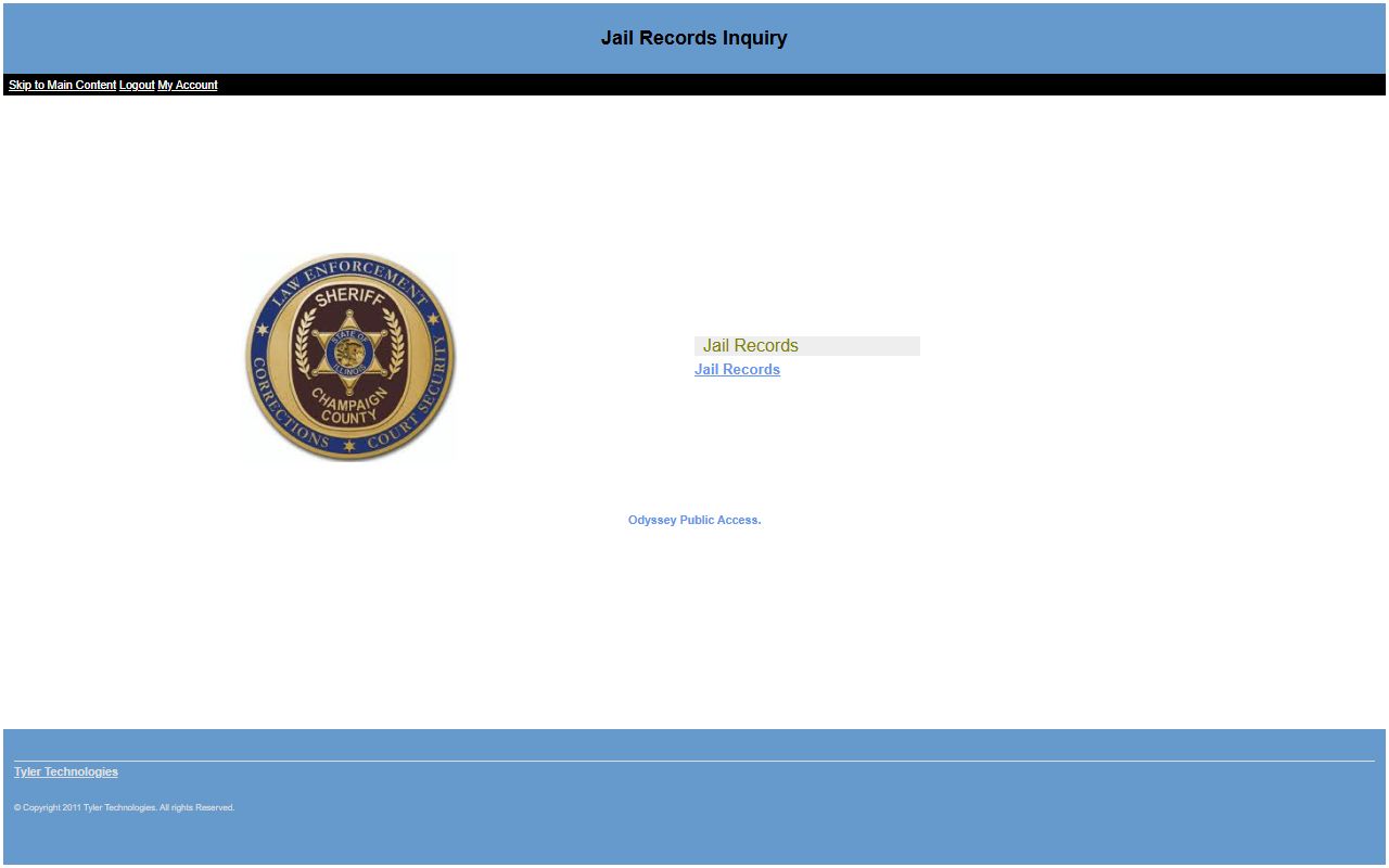 Champaign County jail roster search portal on Tyler Technologies
