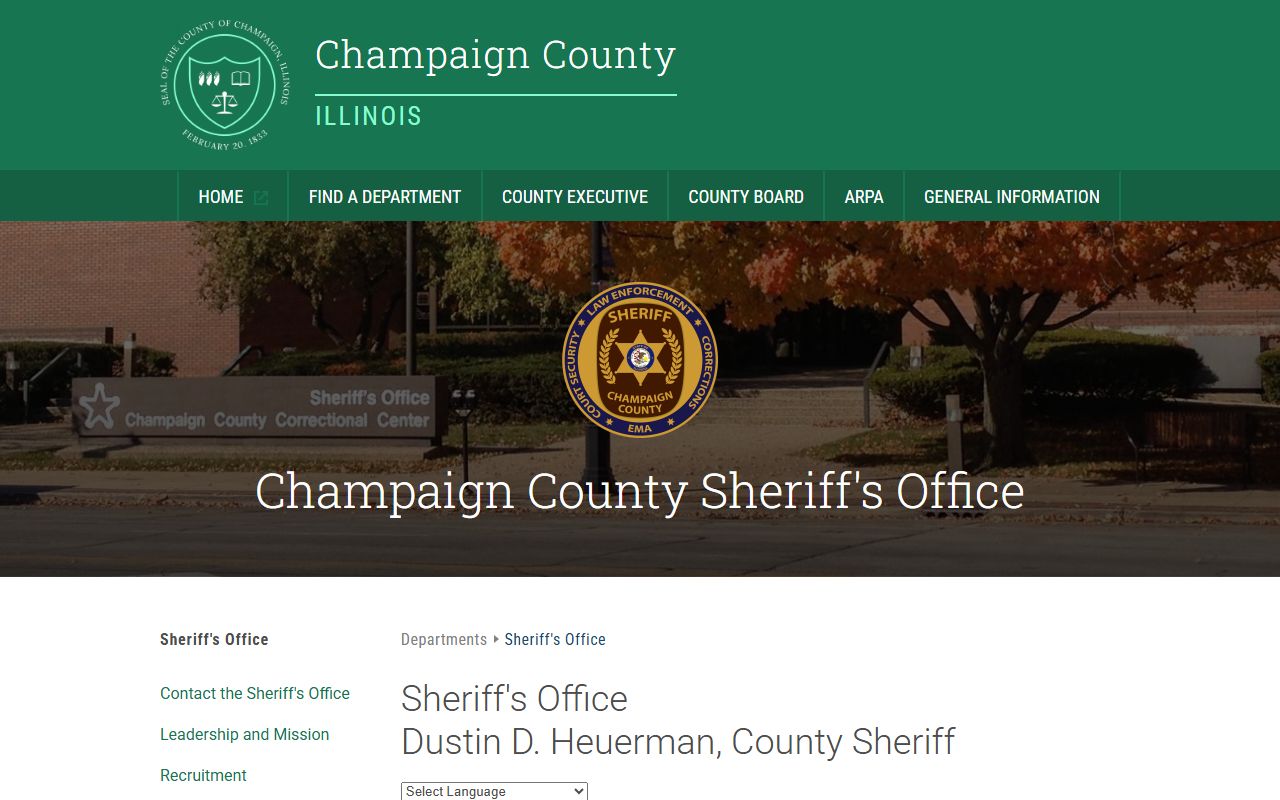 Champaign County Sheriff's Office website for jail roster access