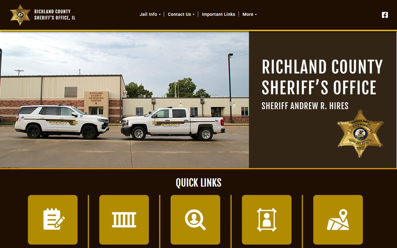 Richland County Sheriff website homepage for jail roster and inmate services