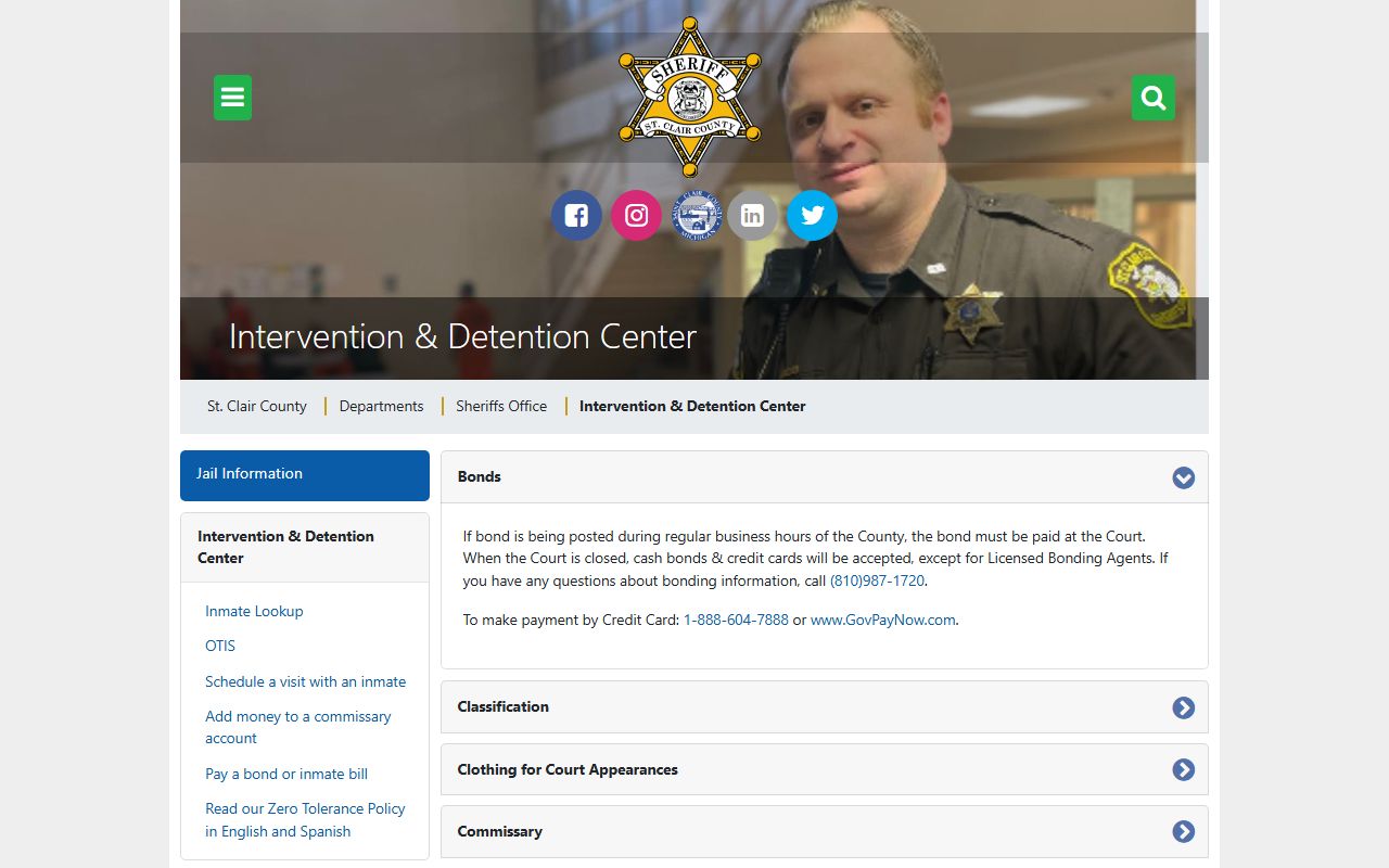St. Clair County Intervention and Detention Center information page