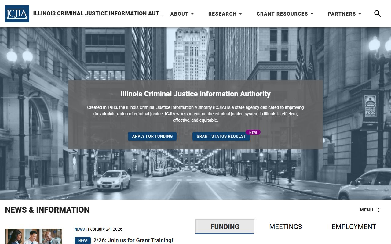 Illinois Criminal Justice Information Authority website for jail roster data
